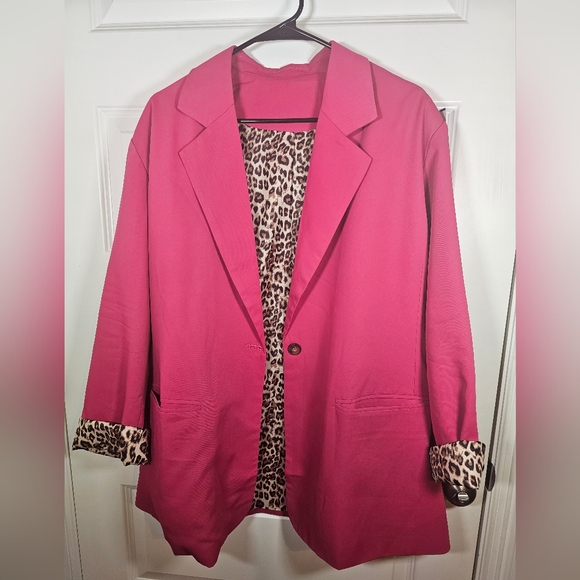 Women's Classy Rolled Up Sleeve Blazer Leopard Print 3XL Pre-Loved ❤️ - Picture 1 of 6